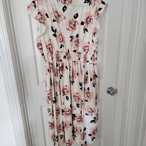 SHEIN Pink Floral Midi Dress